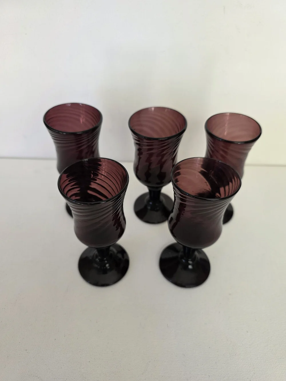 Amethyst Swirl Glass Liqueur Tequila Shot Set Of 5 - Purple